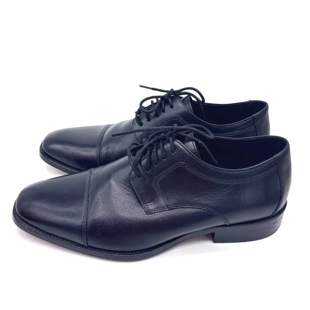 J. Murphy Cap Toe Oxfords Mens 9.5W Black Classic 59-11567 Classic Leather
